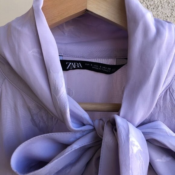 Zara Bow Blouse With Floral Print Size S - Picture 5 of 9